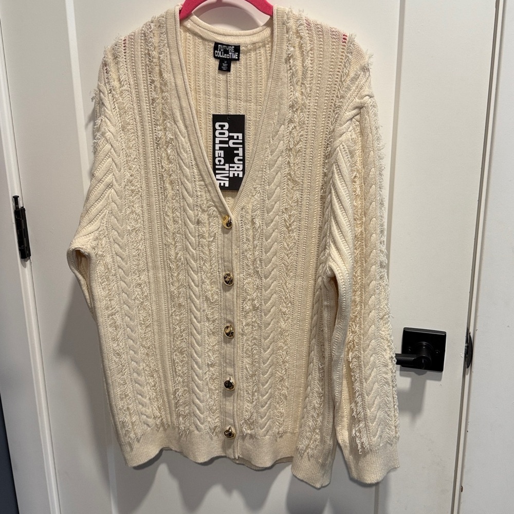 Women's Cream Cable Knit Cardigan Target Future Collective NEW - Picture 5 of 10